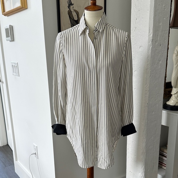 Rag & Bone Elongated Stripe Blouse Blk/Wht size S - Picture 1 of 10